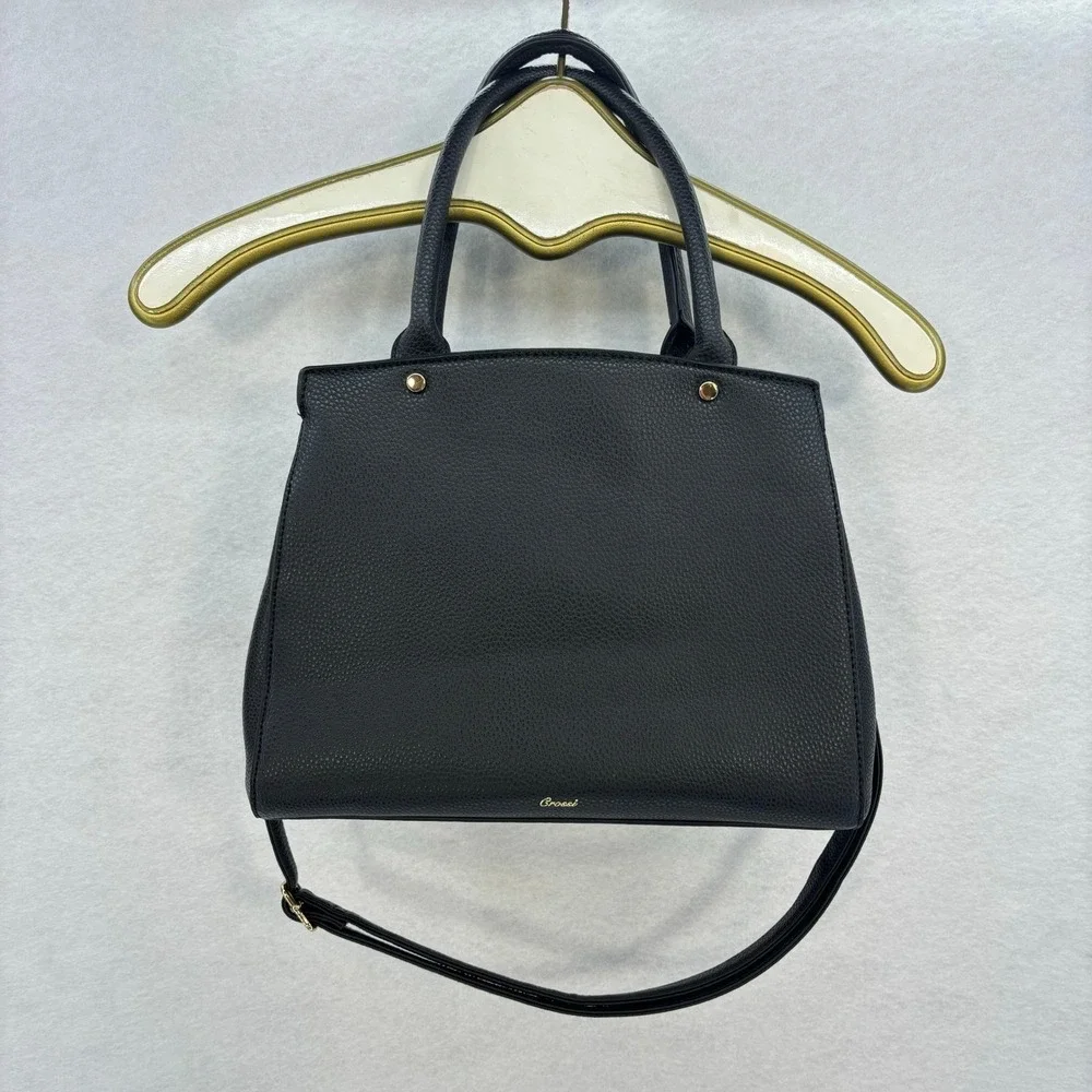 Crossci Black Satchel Bow Accent Shoulder Bag Purse Handbag Glam Feminine